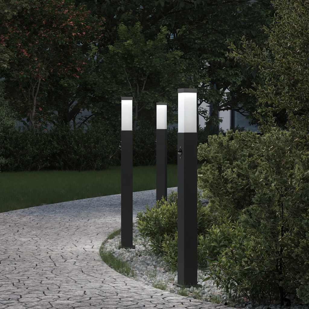 Bolderverlichting Met Sensor 3 Stuks 80 Cm Zwart Ip44