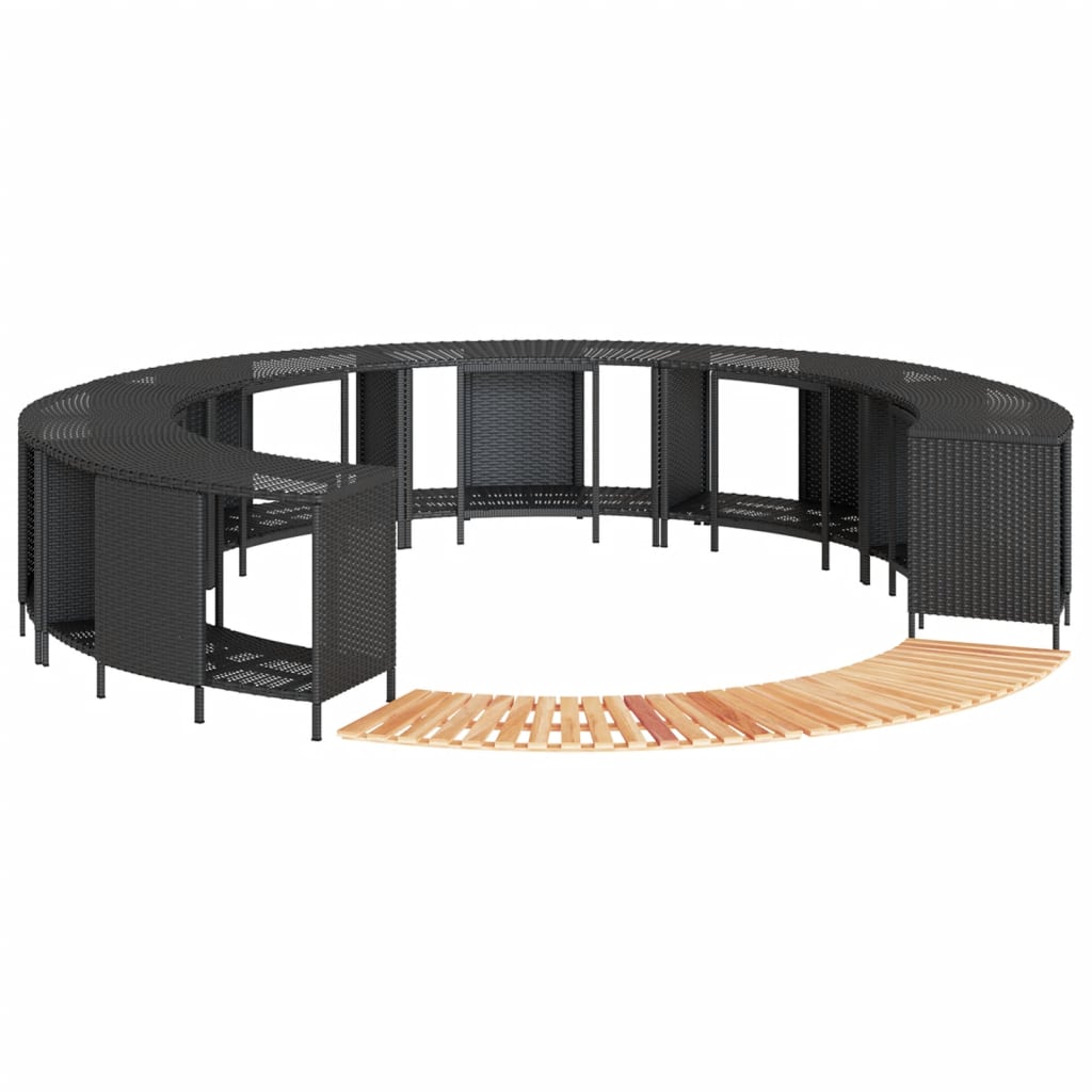 Hottub-Ombouw Poly Rattan En Massief Acaciahout