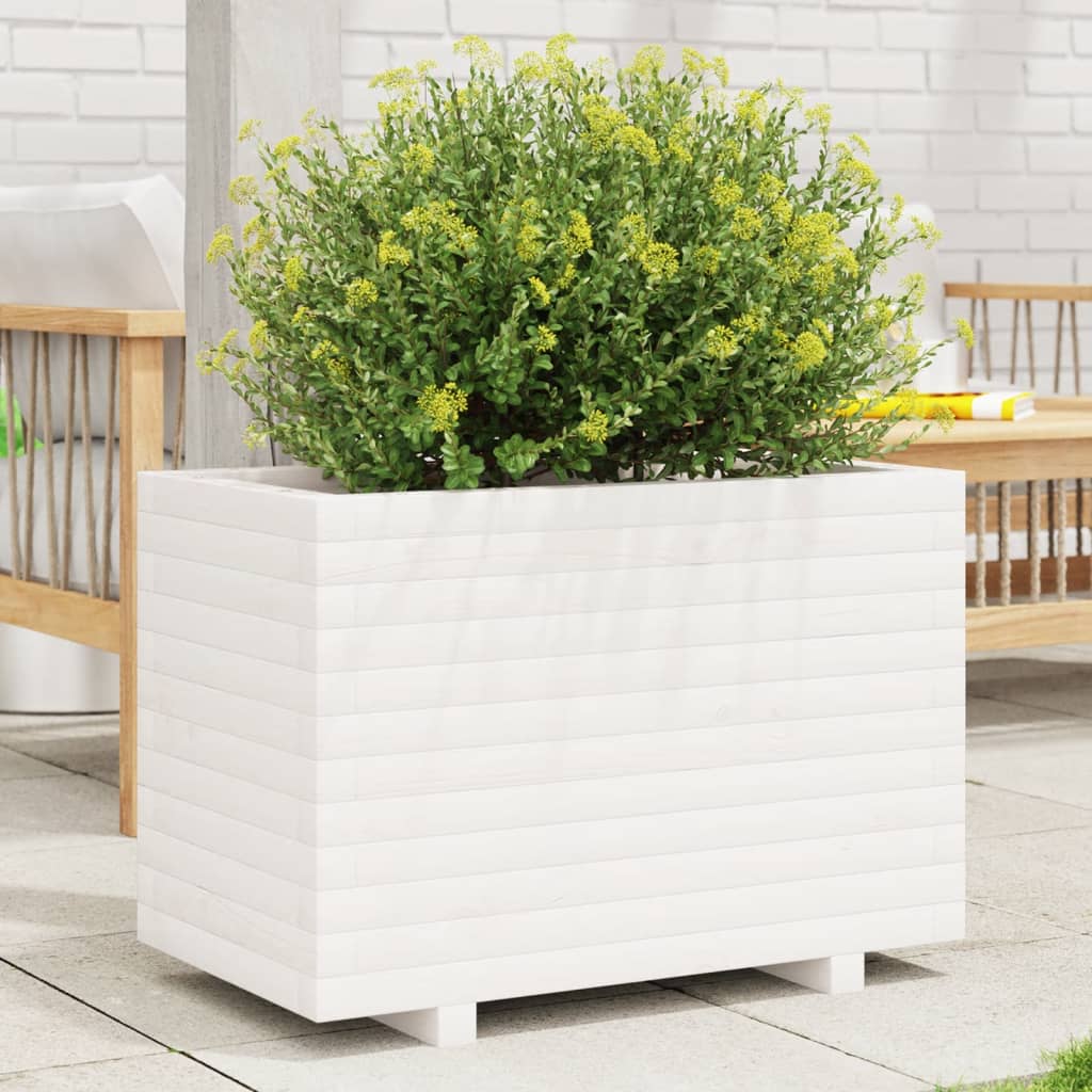 Plantenbak 70X40X49,5 Cm Massief Grenenhout Wit Natuurlijk Grenenhout