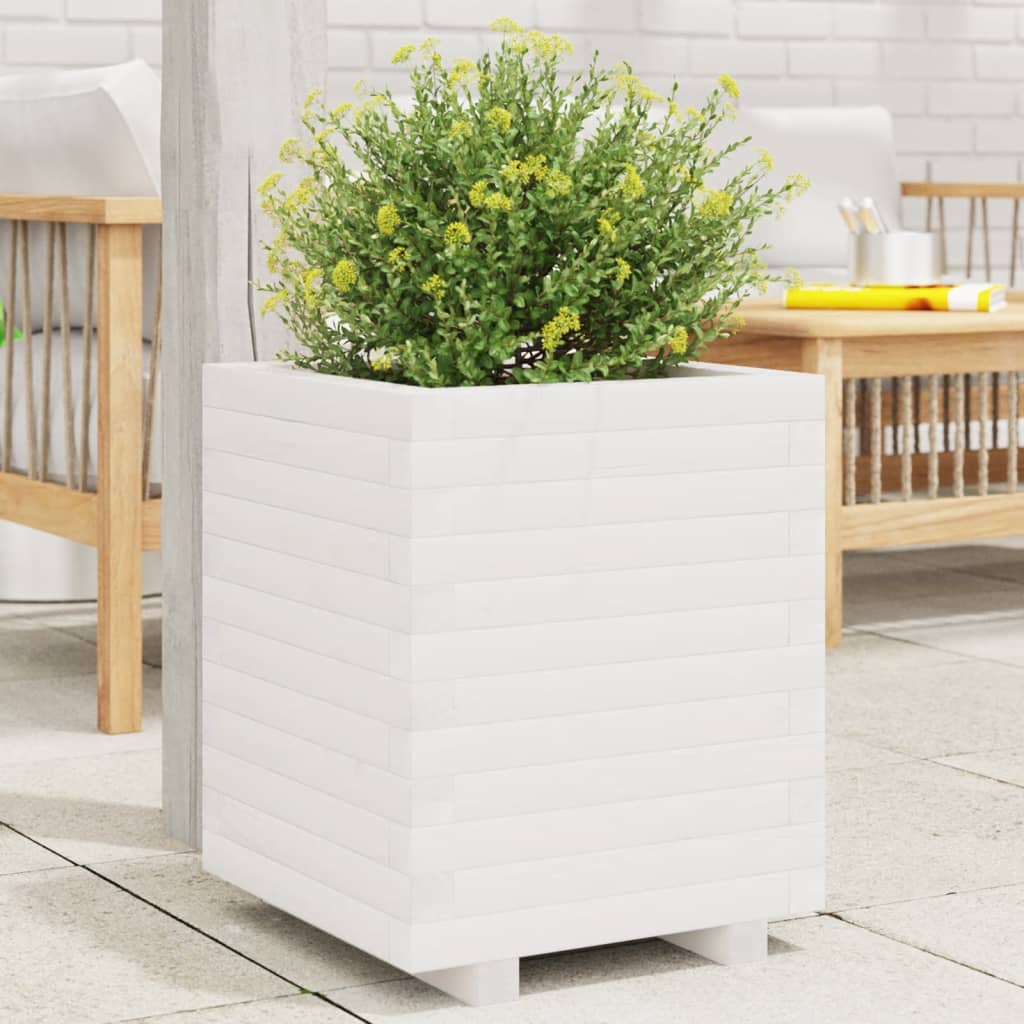 Plantenbak 40X40X49,5 Cm Massief Grenenhout Wit