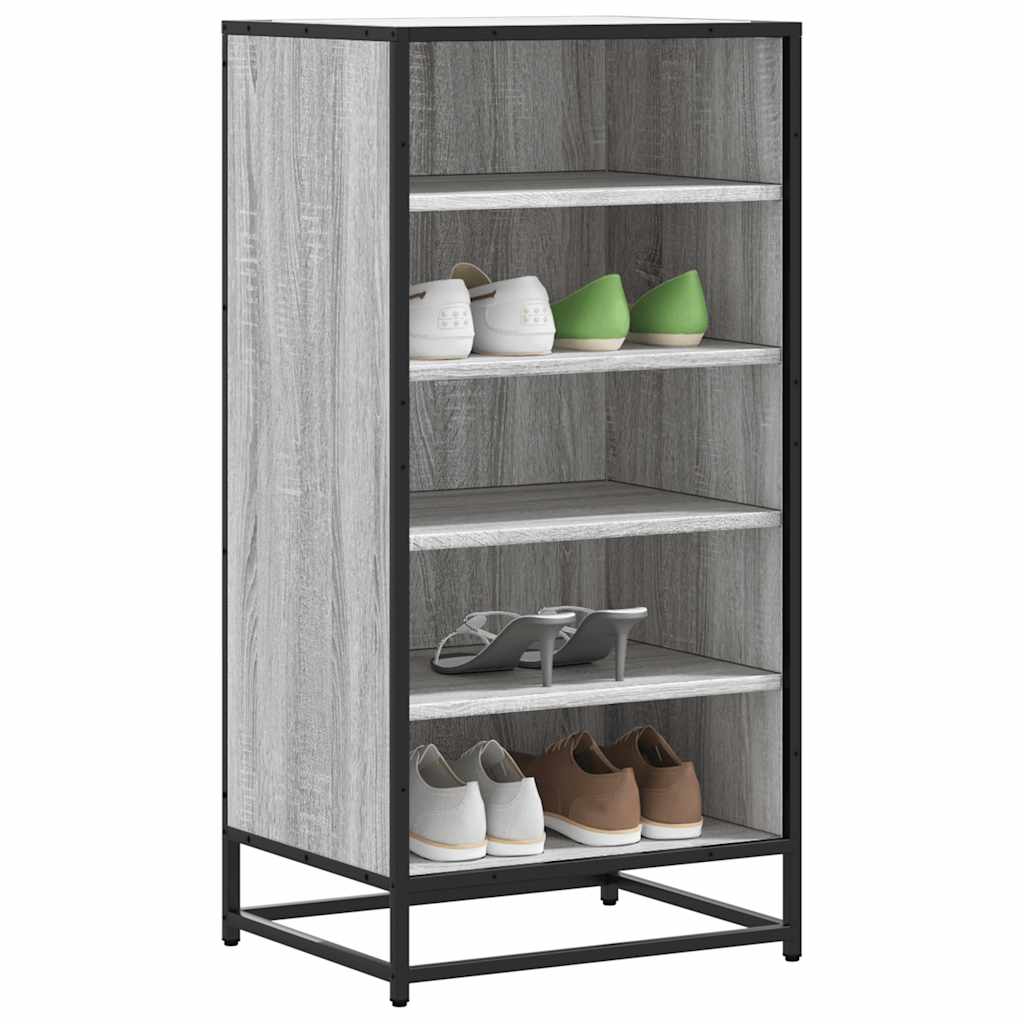 Schoenenrek 48X38X97,5 Cm Bewerkt Hout Eikenkleur Grijs Sonoma
