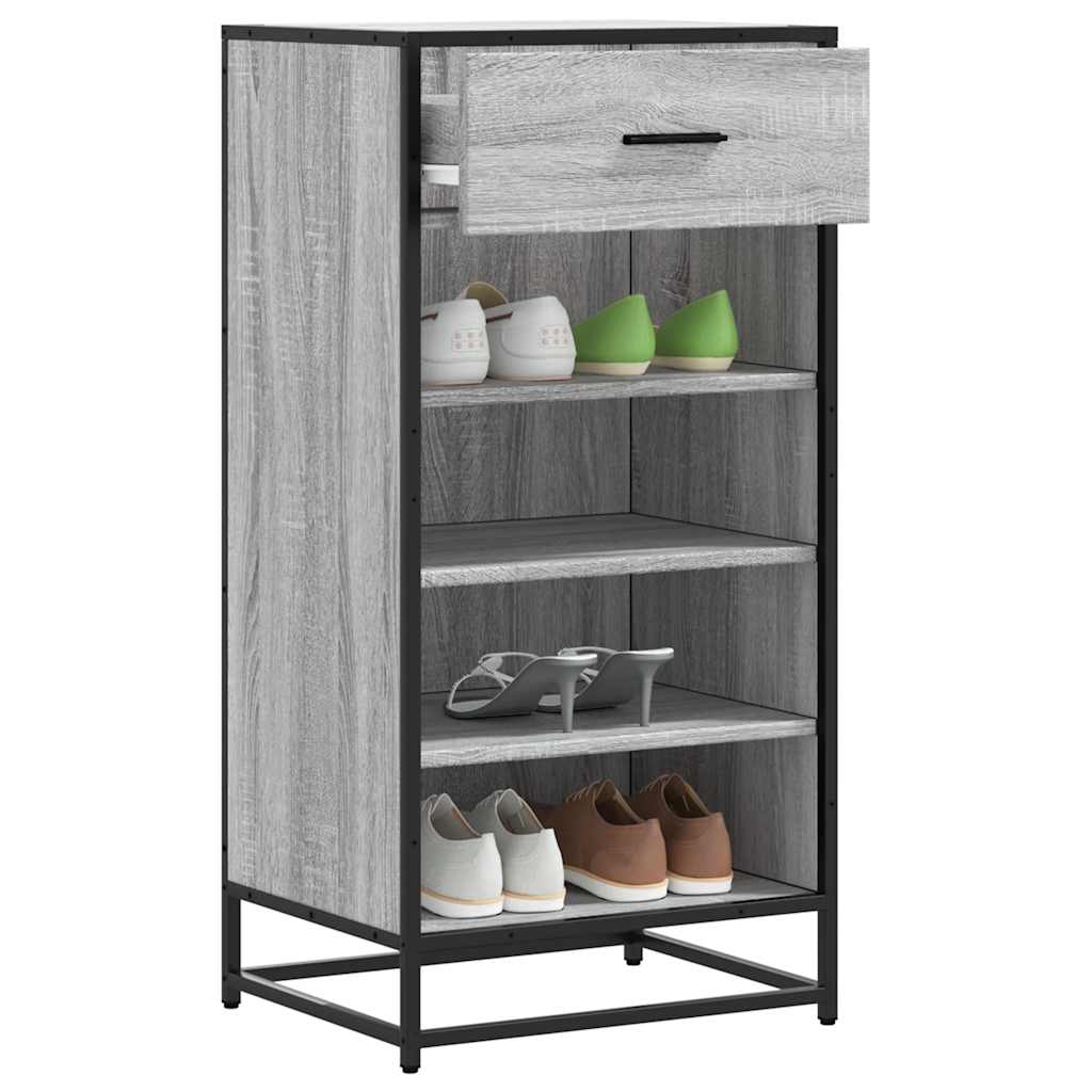 Schoenenrek 48X38X97,5 Cm Bewerkt Hout Eikenkleur Grijs Sonoma