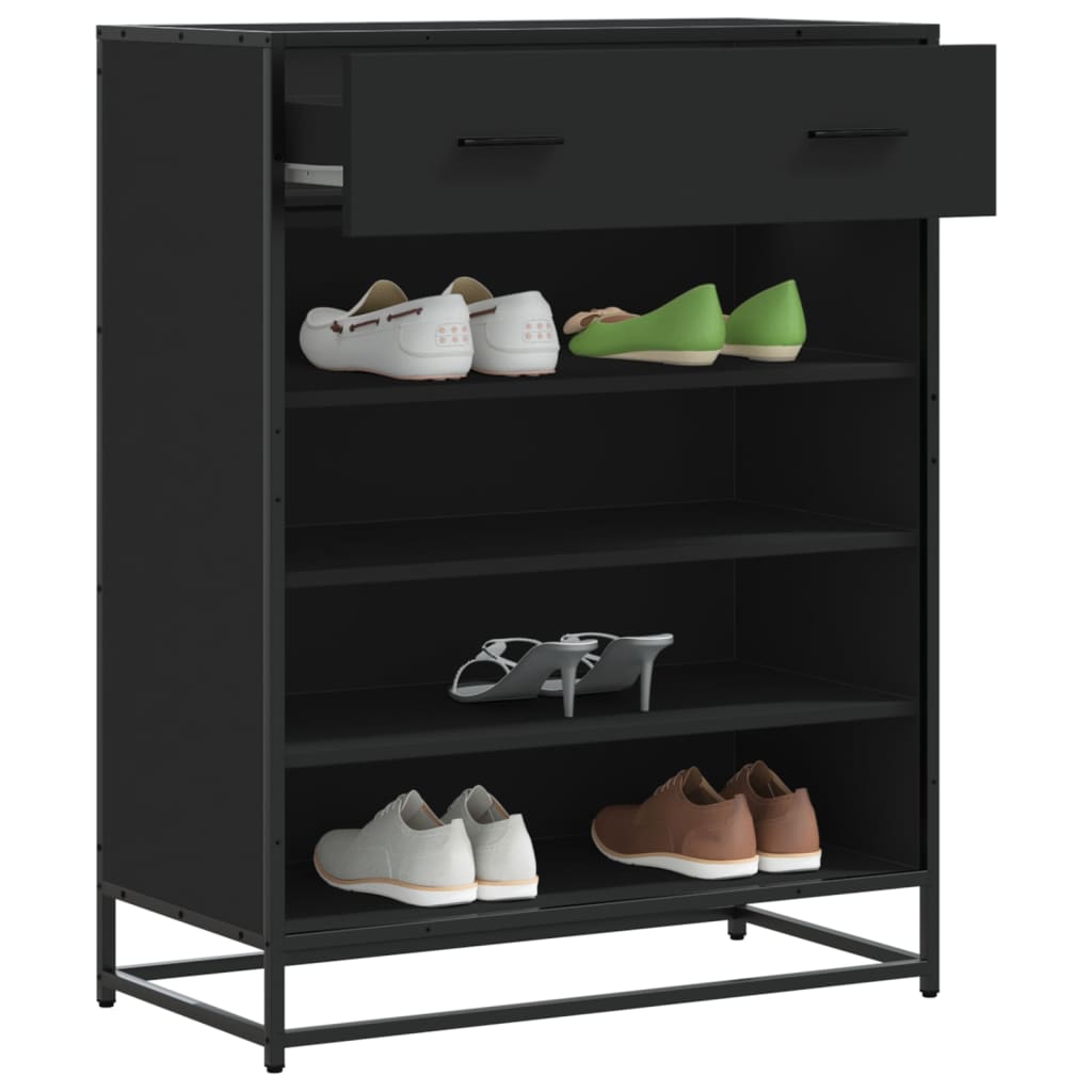 Schoenenkast 75X38X97,5 Cm Bewerkt Hout En Metaal Zwart