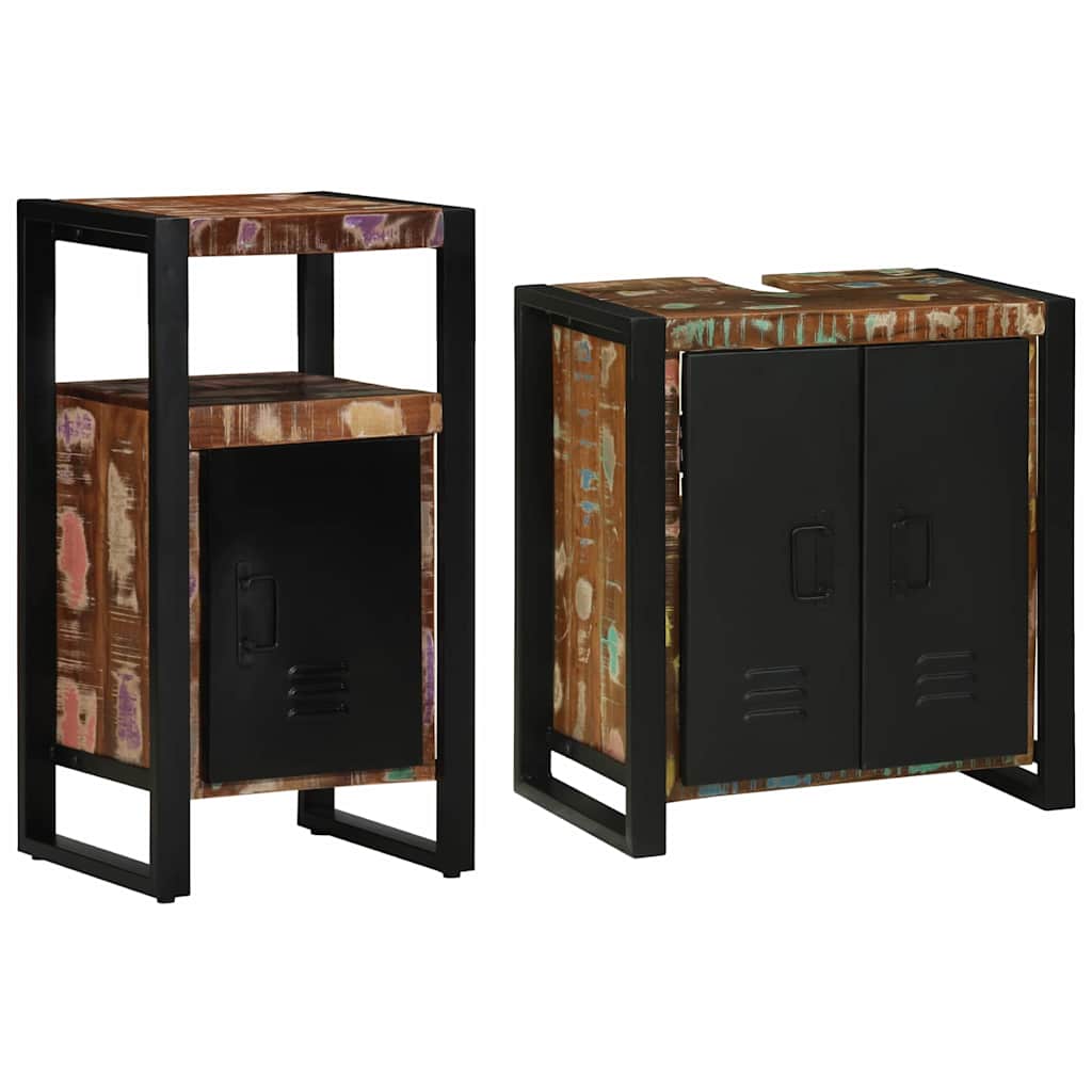 vidaXL Ensemble de mobilier de salle de bain 2 pcs Bois Recyclé Solide