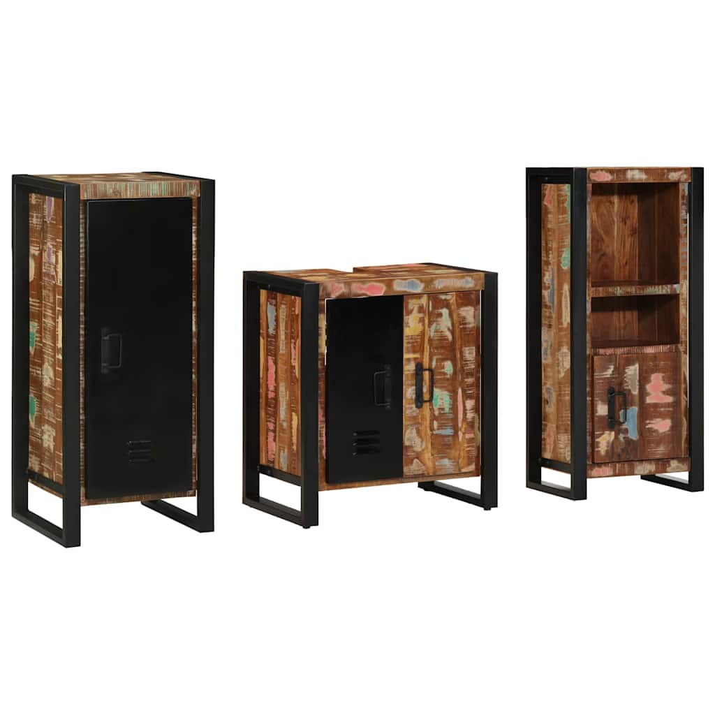 vidaXL Ensemble de mobilier de salle de bain 3 pcs Bois Recyclé Solide