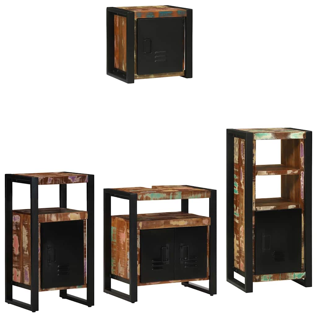 vidaXL Ensemble de mobilier de salle de bain 4 pcs Bois Recyclé Solide