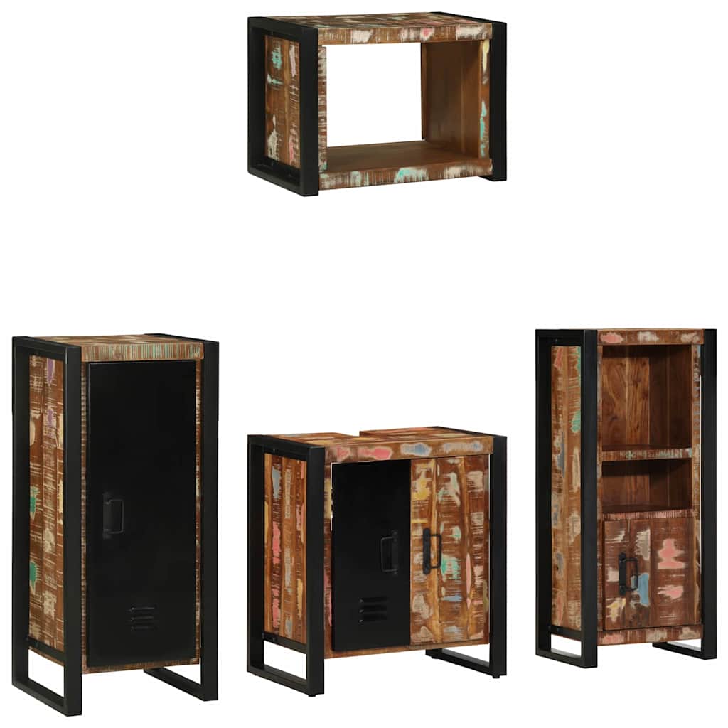 vidaXL Ensemble de mobilier de salle de bain 4 pcs Bois Recyclé Solide