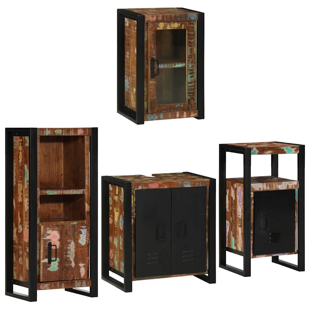 vidaXL Ensemble de mobilier de salle de bain 4 pcs Bois massif recyclé