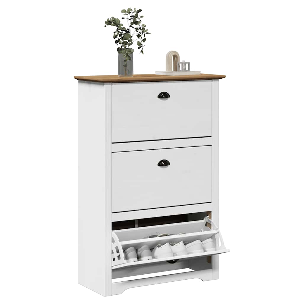 Schoenenrek Bodo 80X35X118 Cm Wit En Bruin