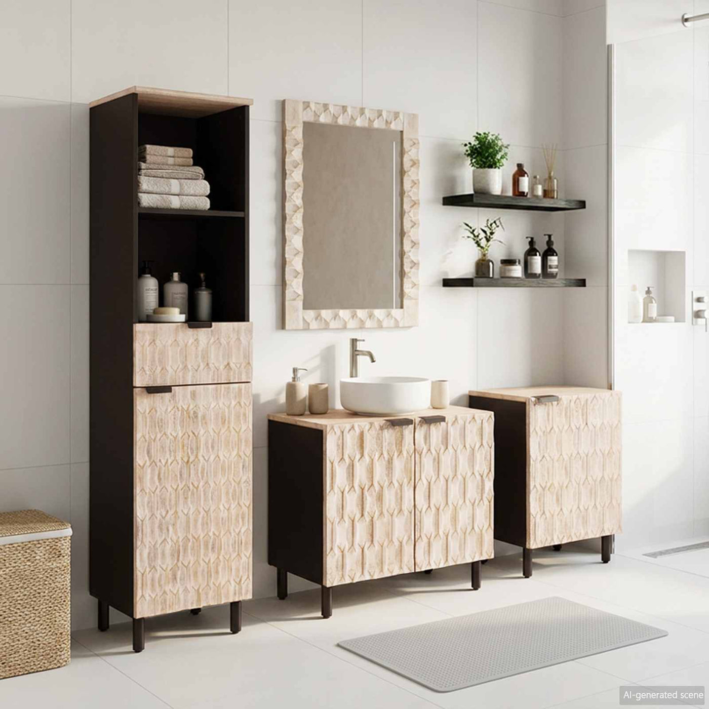 vidaXL Ensembles de salle de bain 4 pcs Finition Lavage Blanc