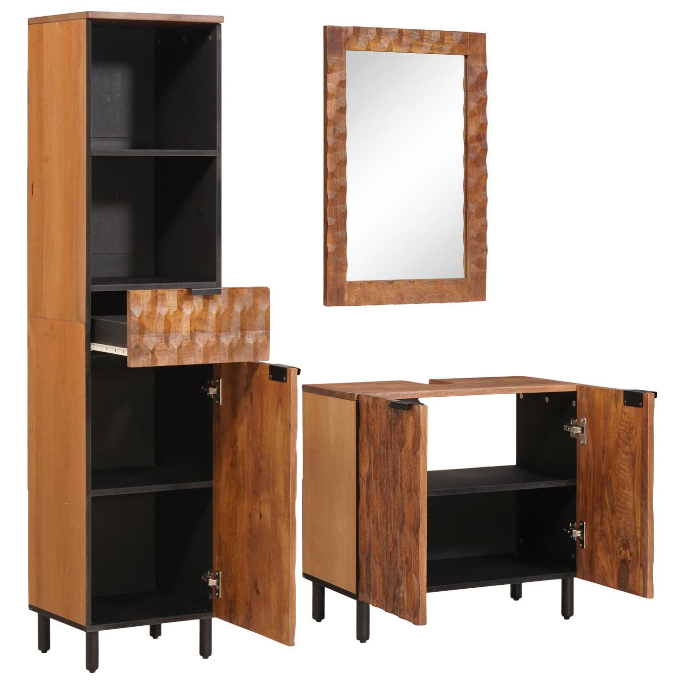 vidaXL Ensembles de salle de bain 3 pcs Acacia Marron Winish