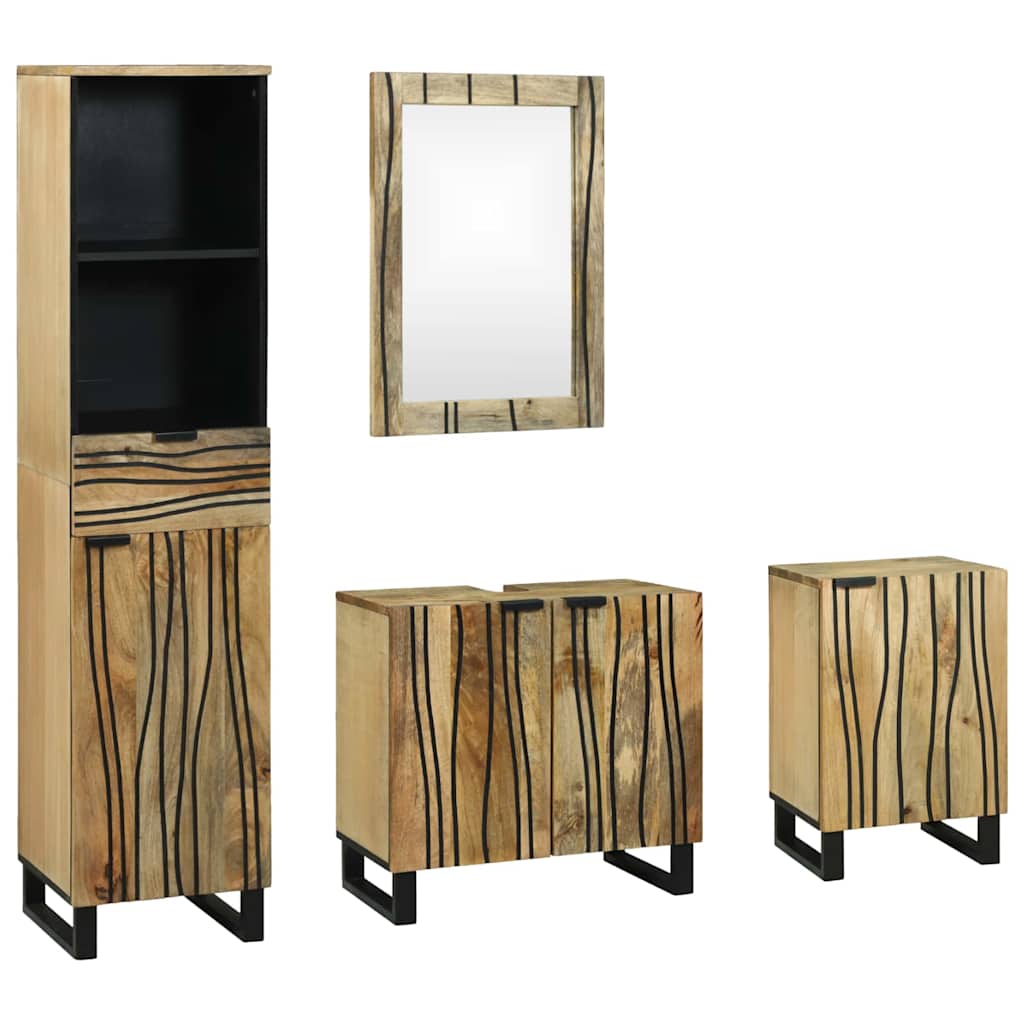 vidaXL Ensemble de mobilier de salle de bain avec tiroir 4 pcs Marron