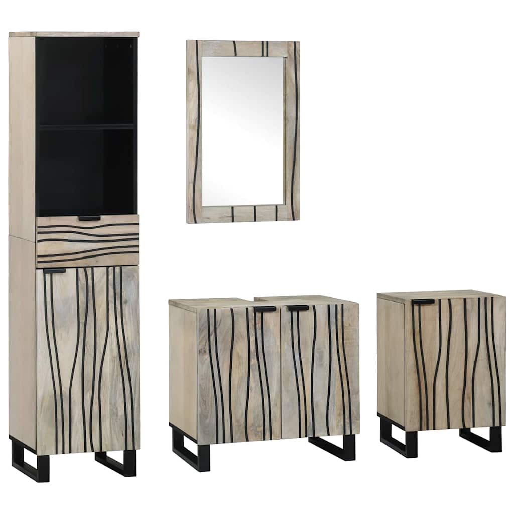 vidaXL Ensemble de mobilier de salle de bain 4 pcs Brun Noyé