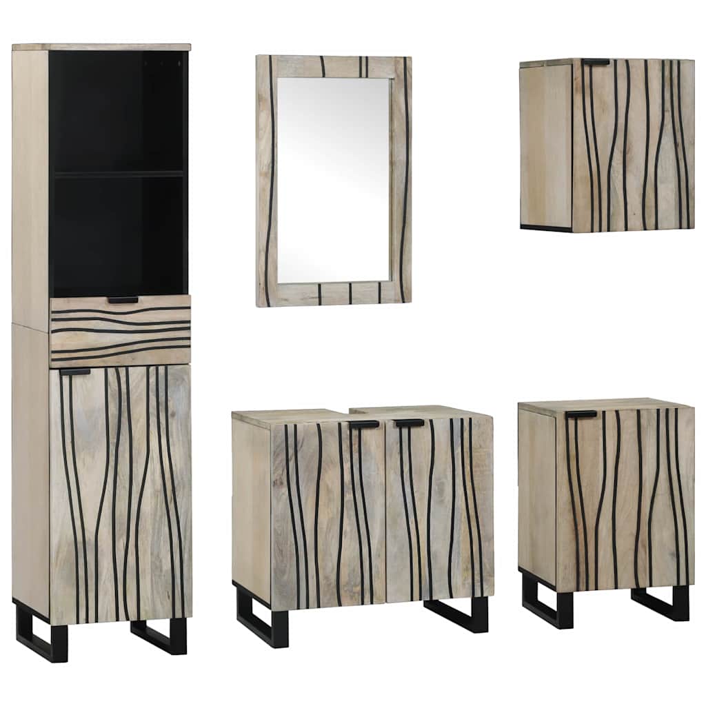 vidaXL Ensemble de mobilier de salle de bain 5 pcs Brun Noyé