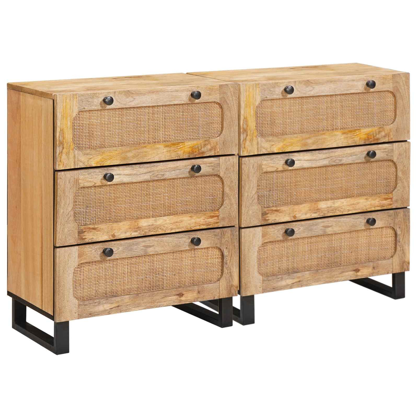 vidaXL Buffet 2 pcs Marron 60 x 33 x 75 cm Bois de mangue massif