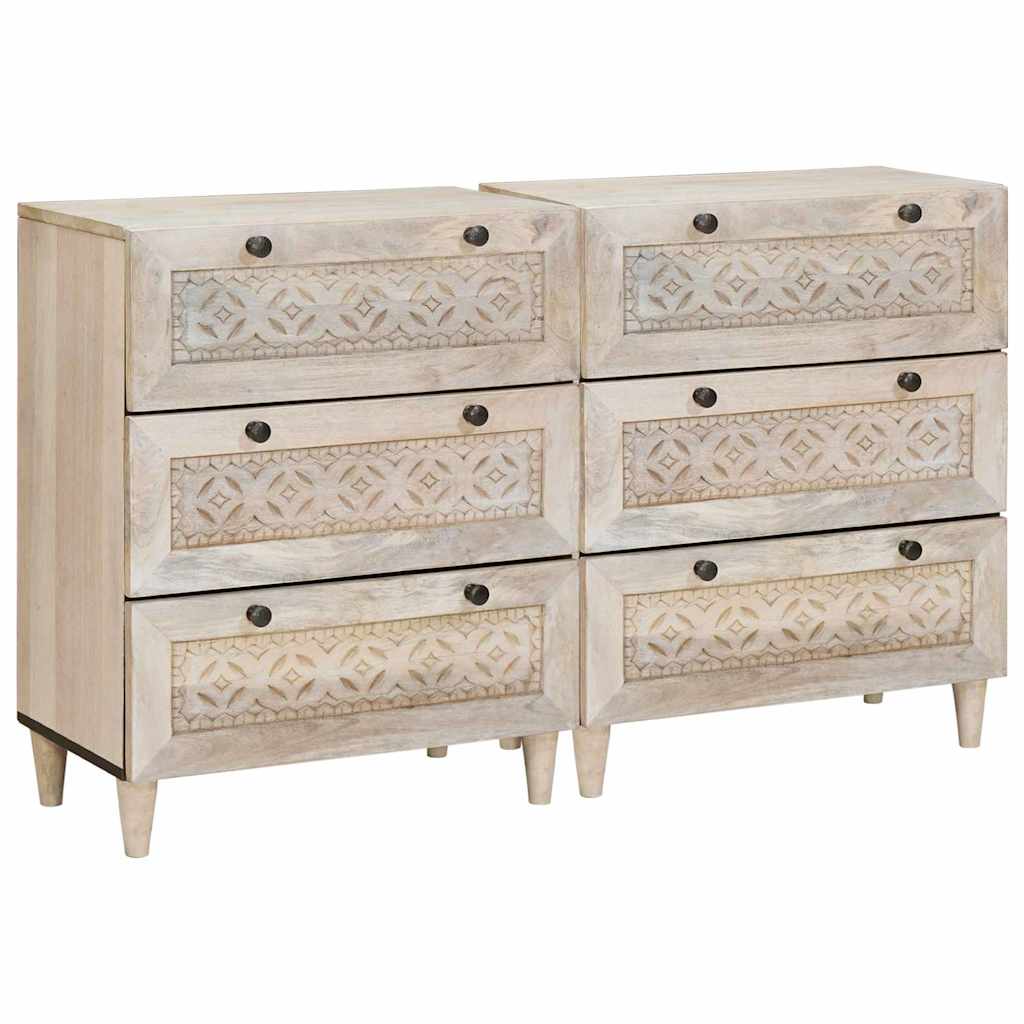 vidaXL Buffet 2 pcs Blanc 120 x 33,5 x 75 cm bois de manguier massif