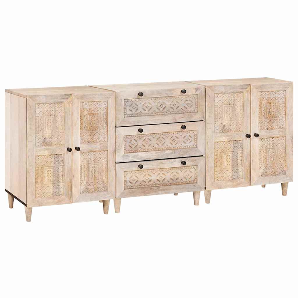 vidaXL Buffet 3 pcs Blanc 180 x 33,5 x 75 cm bois de manguier massif