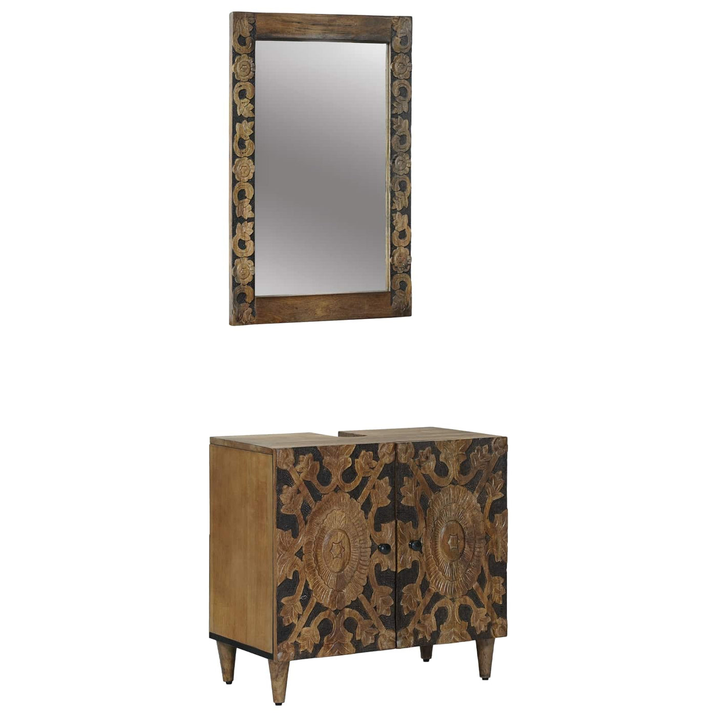 vidaXL Ensemble de mobilier de salle de bain avec porte 2 pcs Marron