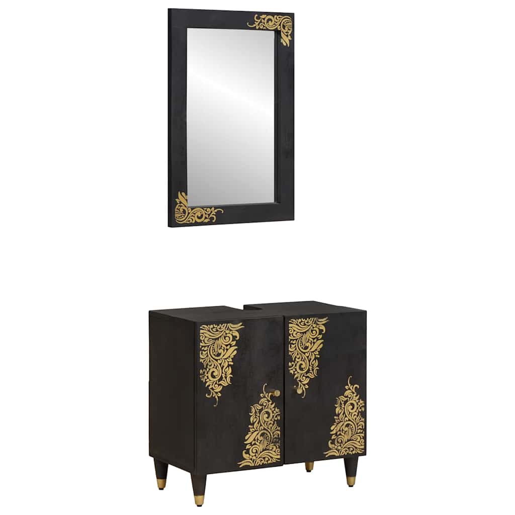 vidaXL Ensemble de Meubles de Salle de Bain Montage mural 2 pcs Noir
