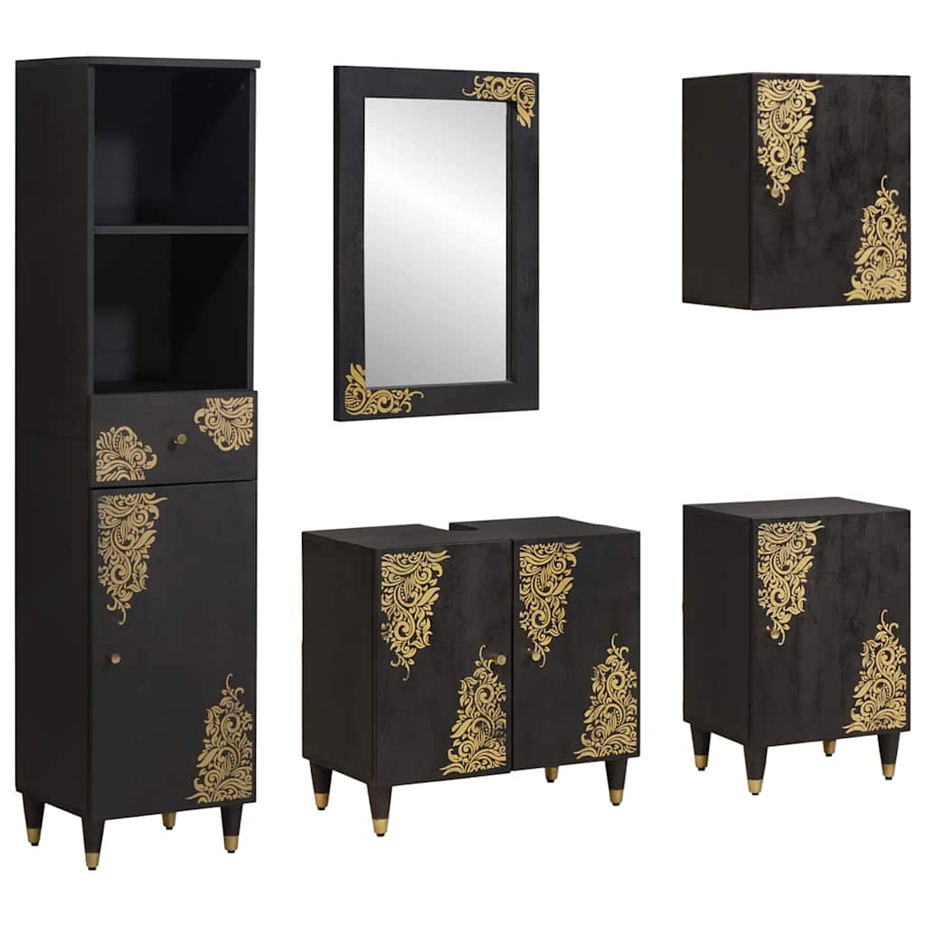 vidaXL Ensemble de Meubles de Salle de Bain avec tiroir 5 pcs Noir