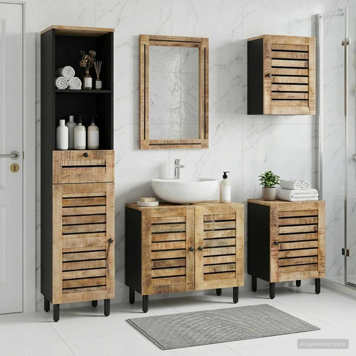 vidaXL Ensemble de Meubles de Salle de Bain 5 pc Naturel