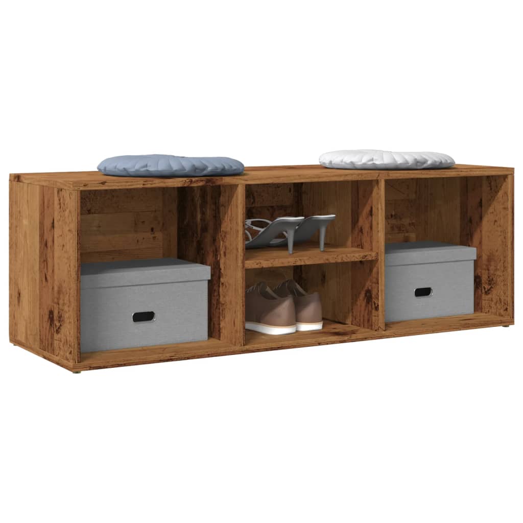 Schoenenopbergbank 105X35X35 Cm Bewerkt Hout Kleurig Oud Hout