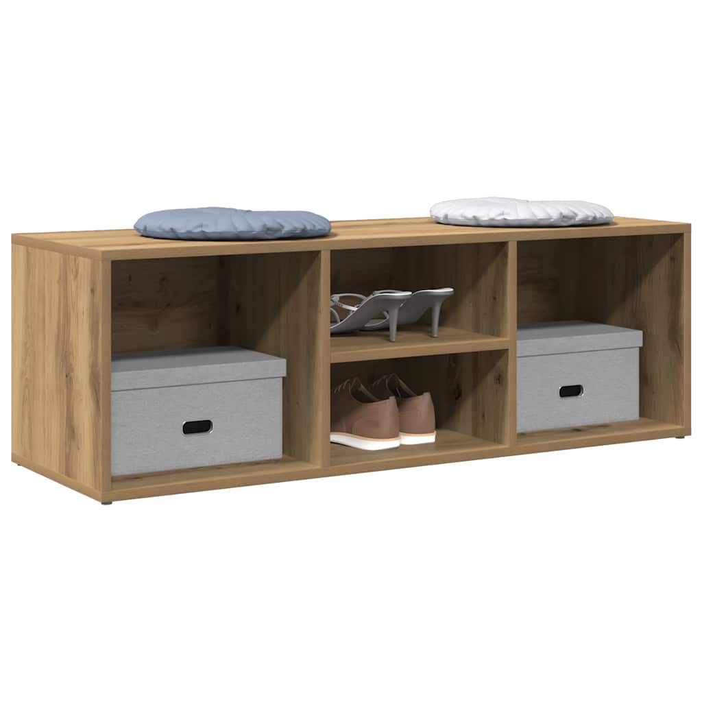 Schoenenopbergbank 105X35X35 Cm Bewerkt Hout Artisanaal Eiken Artisanaal Eikenkleurig