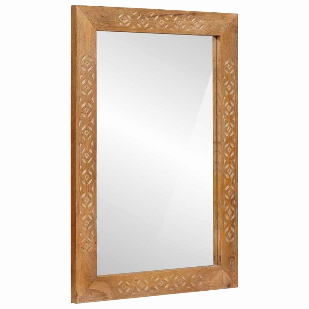 Wandspiegel Rechthoekig 70 X 50 Cm Bewerkt Hout En Glas
