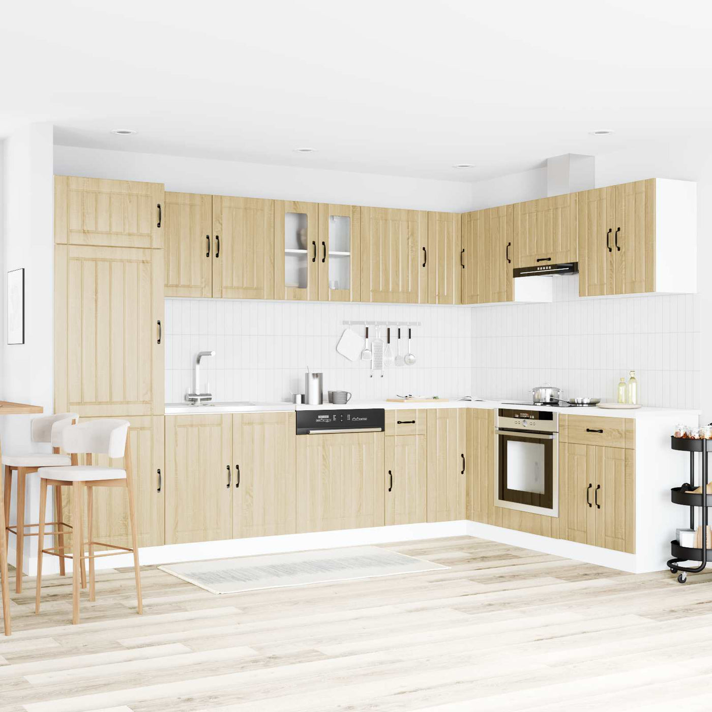 vidaXL Meuble sous évier Lucca 2 pcs Chêne Sonoma Bois d'ingénierie