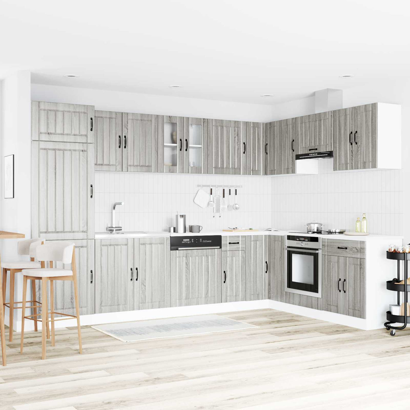 vidaXL Meuble sous évier Lucca 2 pcs Gris Sonoma Bois d'ingénierie