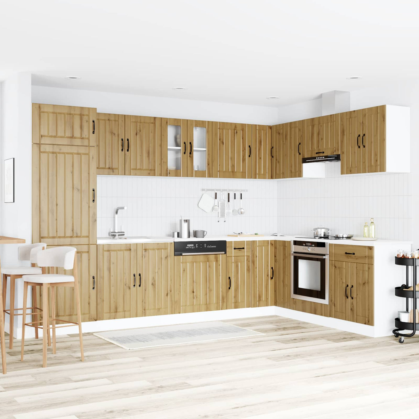 vidaXL Meuble sous évier Lucca 2 pc Chêne artisanal Bois d'ingénierie