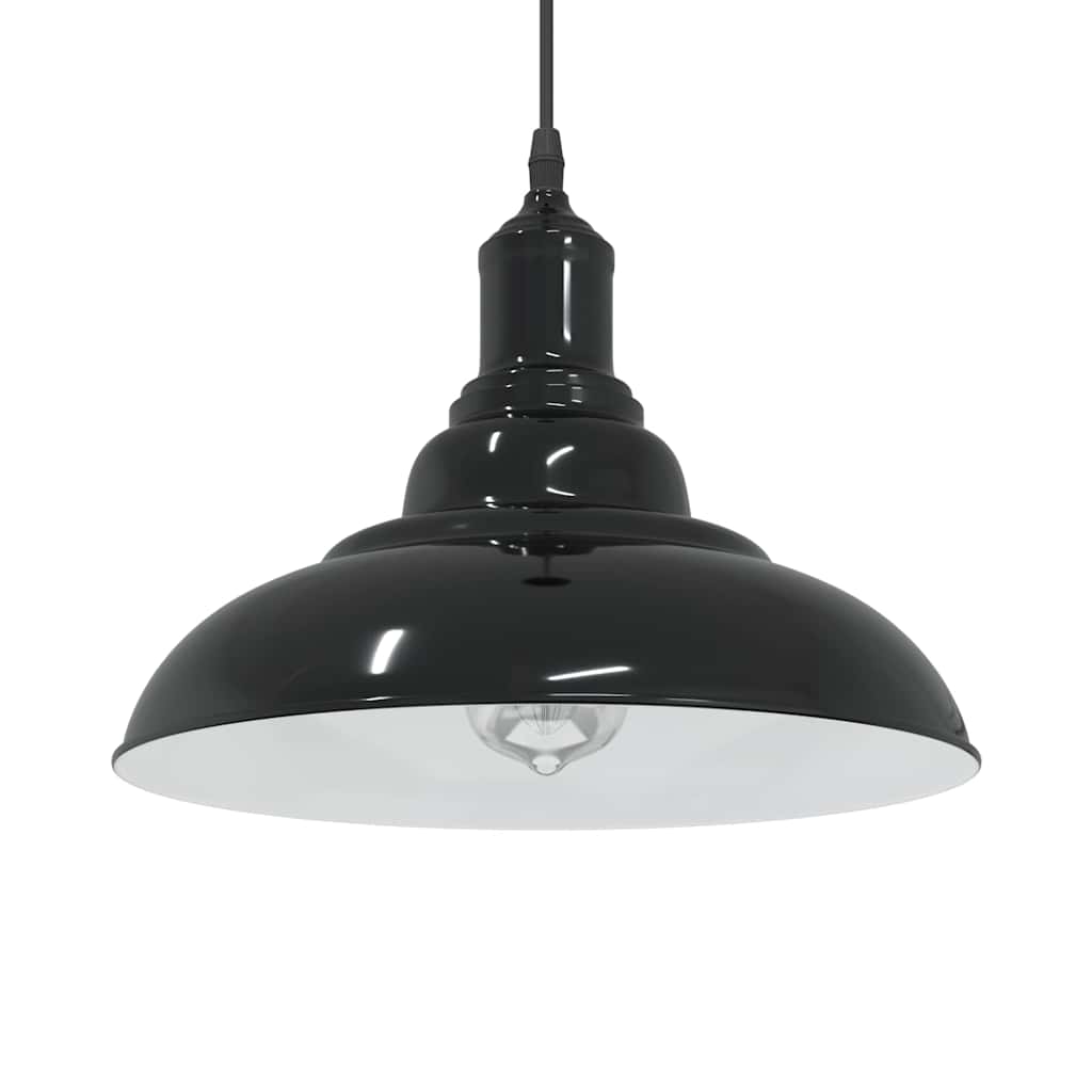Hanglamp In Hoogte Verstelbaar E27 Ø31 Cm Metaal Glanzend Zwart