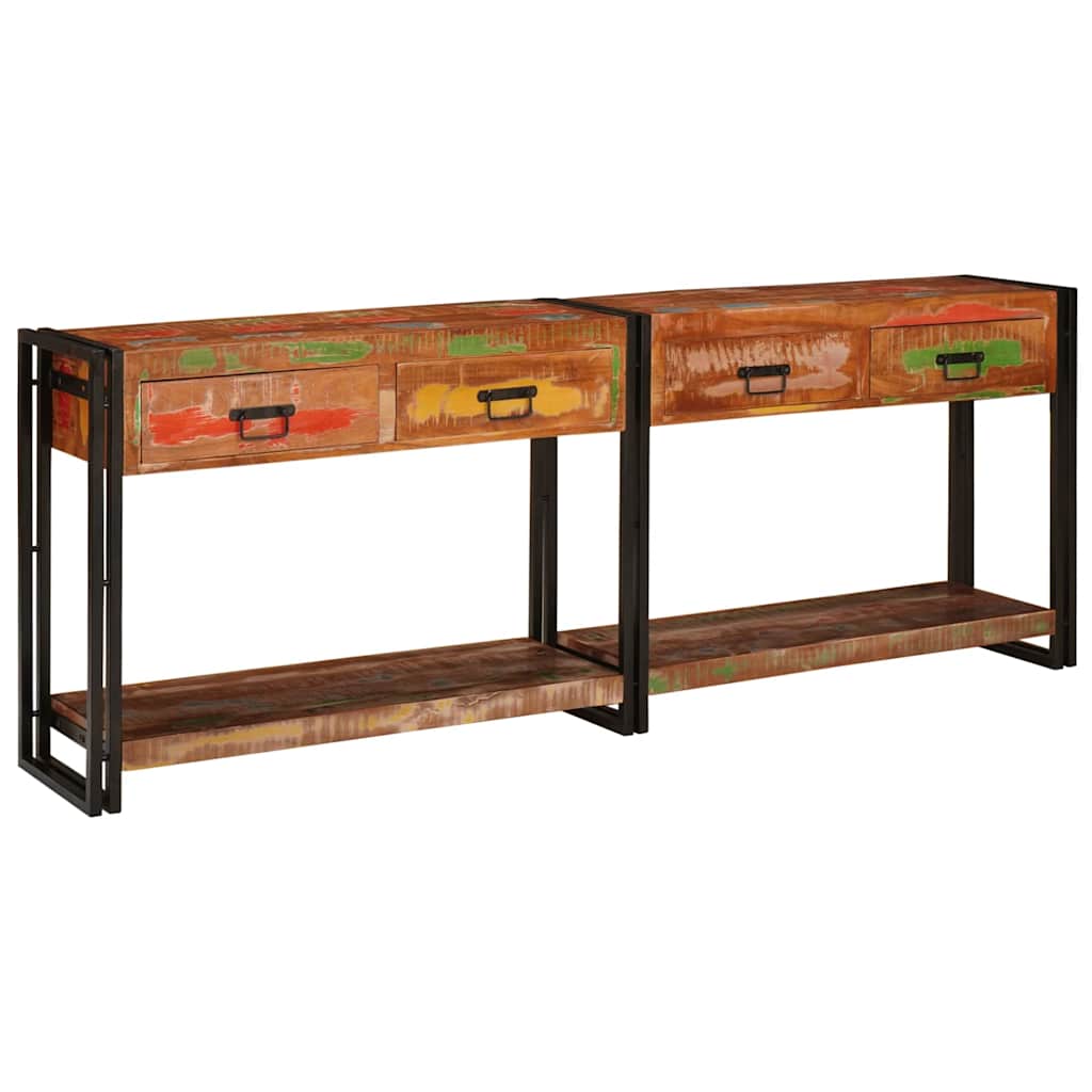 vidaXL Tables console 2 pcs Multicolore Bois Recyclé Solide