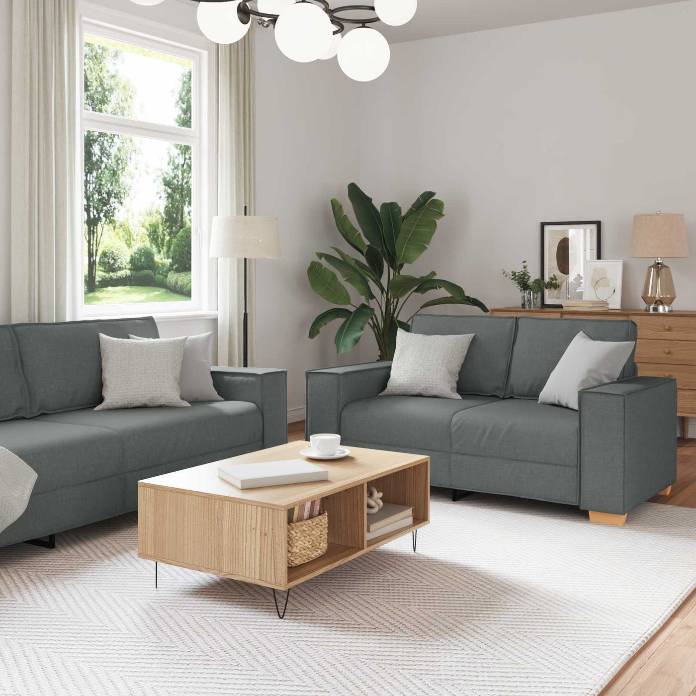 vidaXL Canapé 3 pcs Gris foncé 220 x 80 x 84 cm tissu
