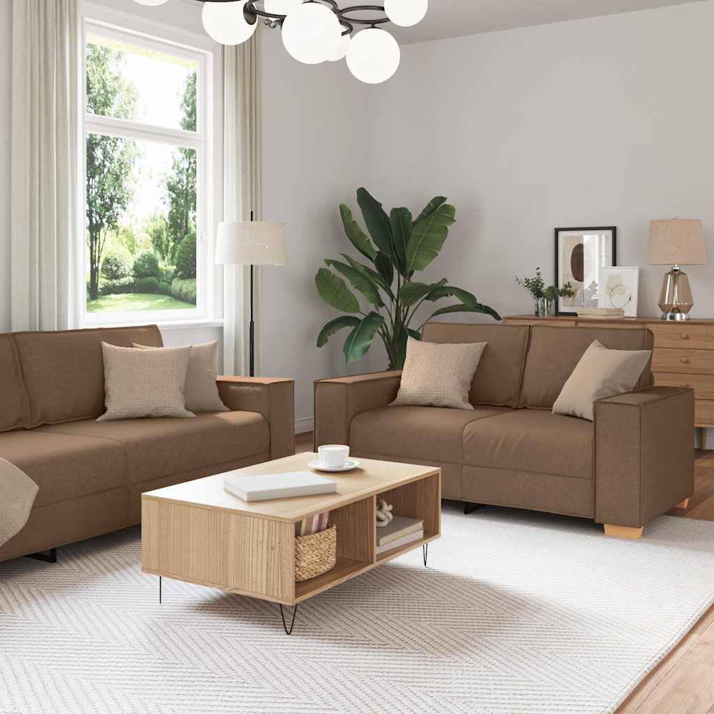 vidaXL Canapé 3 pcs Marron 220 x 80 x 84 cm tissu