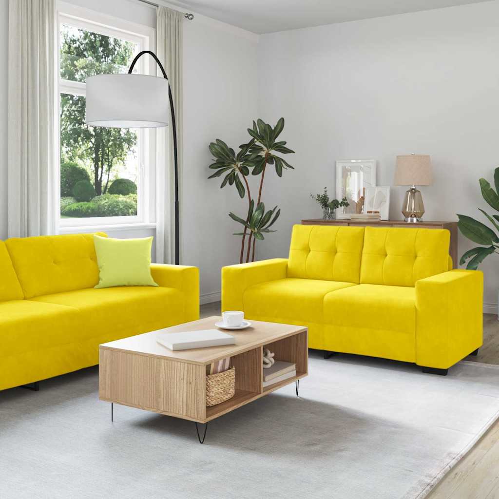vidaXL Ensemble de Canapés 3 pcs Jaune 221 x 80 x 80 cm Velours