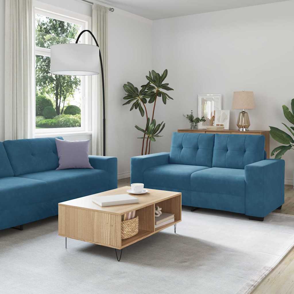 vidaXL Ensemble de Canapés 3 pcs Bleu 221 x 80 x 80 cm Velours