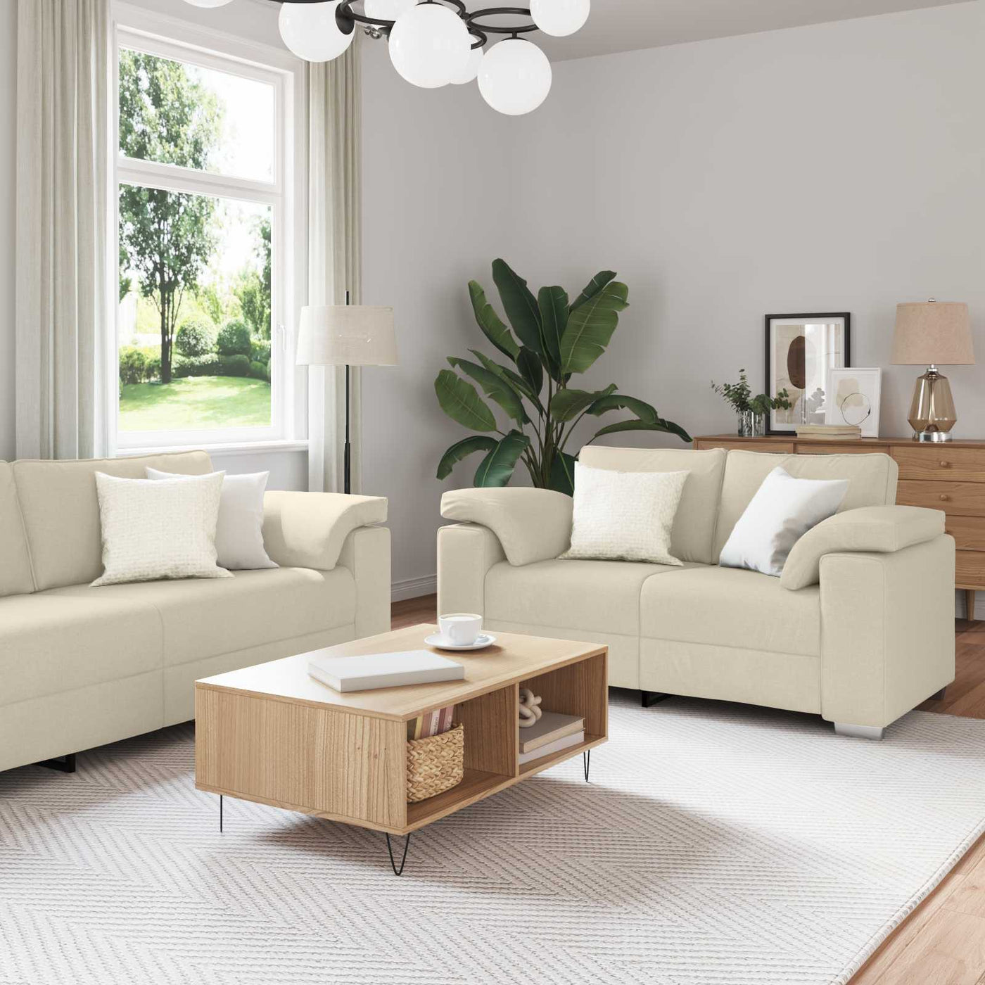 vidaXL Canapé 2 pcs Beige 219 x 80 x 82 cm Lin
