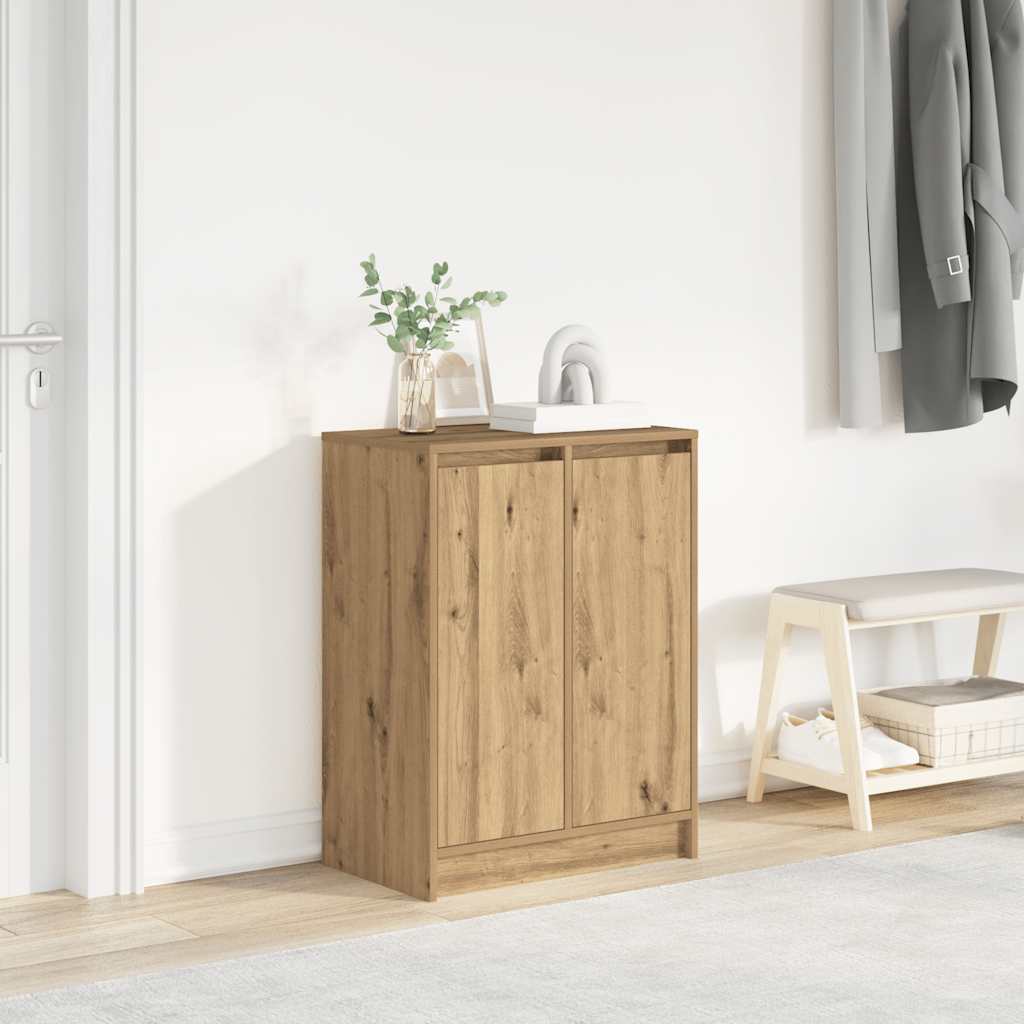 Schoenenkast 57X34X76 Cm Spaanplaat Ambachtelijk Eikenkleurig Artisanaal Eikenkleurig