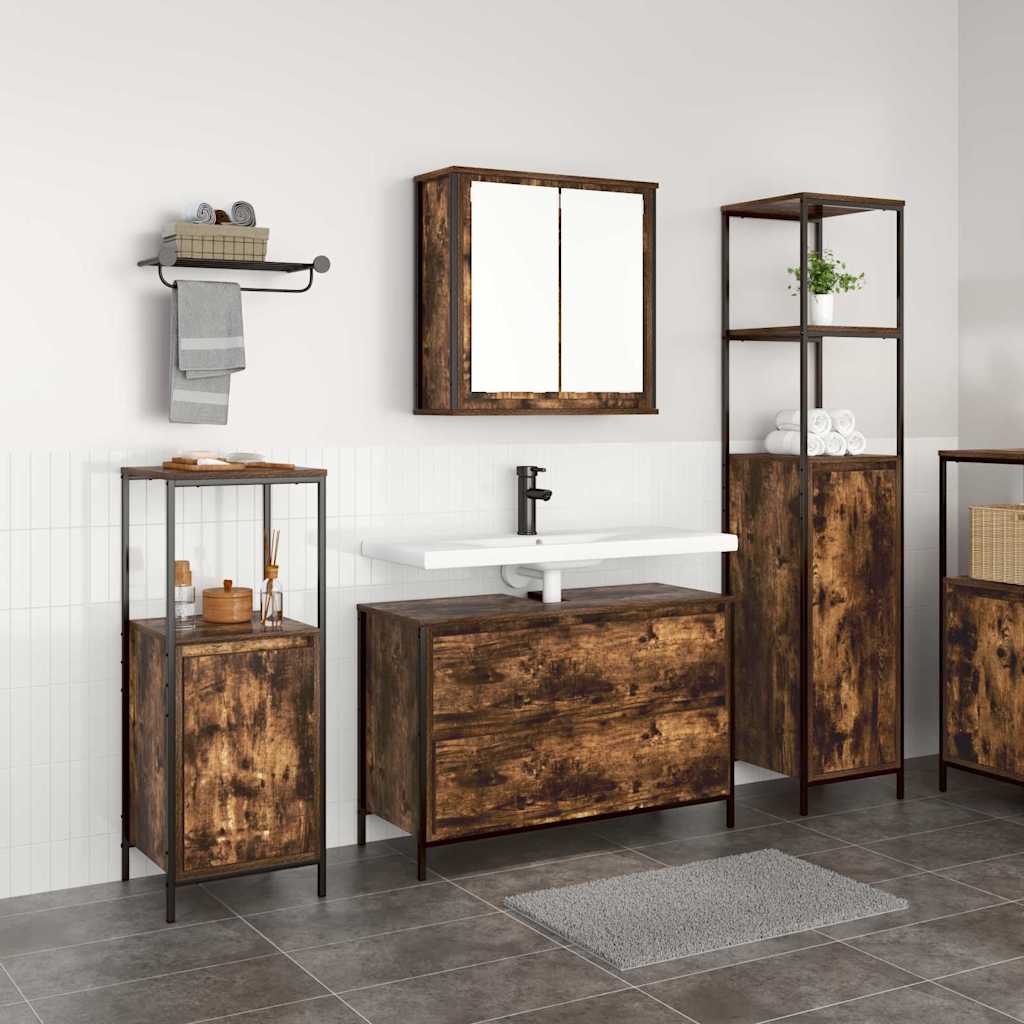 vidaXL Ensemble de mobilier de salle de bain 3 pcs Chêne fumé