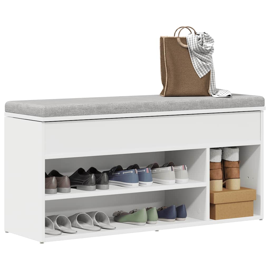 Schoenenbank 102X30,5X45 Cm Bewerkt Hout Wit