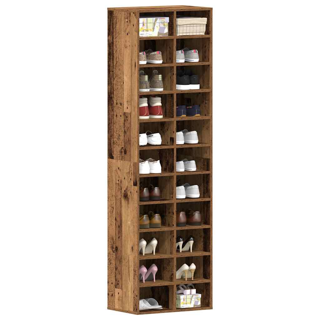 Schoenenkast 54X34X183 Cm Spaanplaat Oud Hout