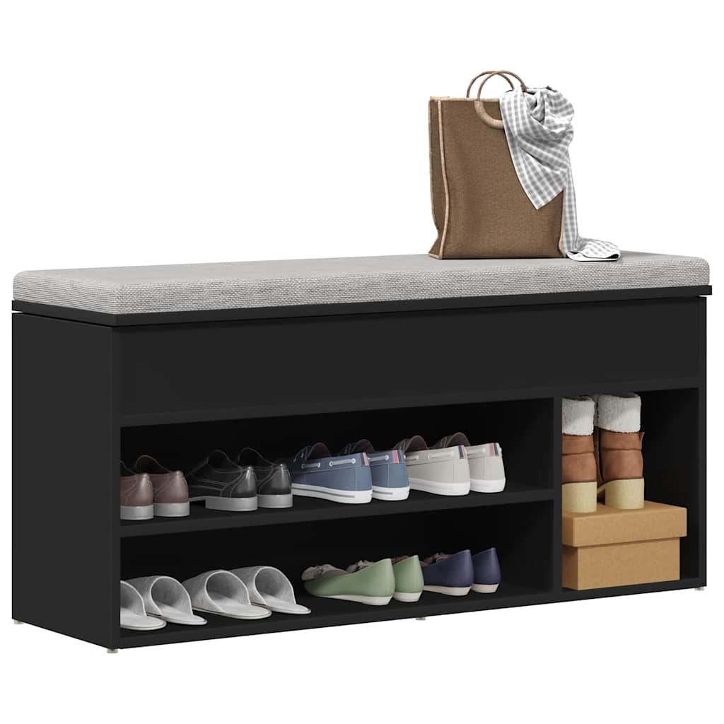 Schoenenbank 102X30,5X45 Cm Bewerkt Hout Zwart
