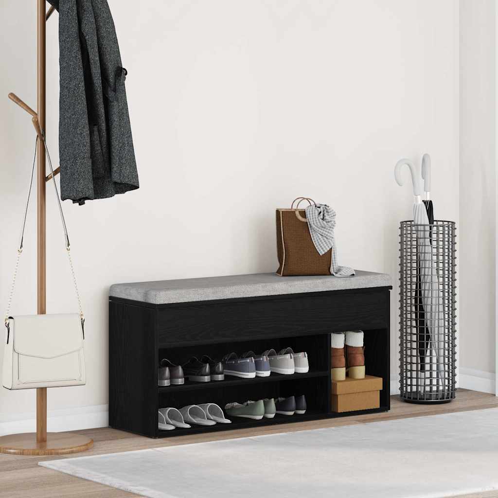 Schoenenbank 102X30,5X45 Cm Spaanplaat Kleurig Zwart Eiken