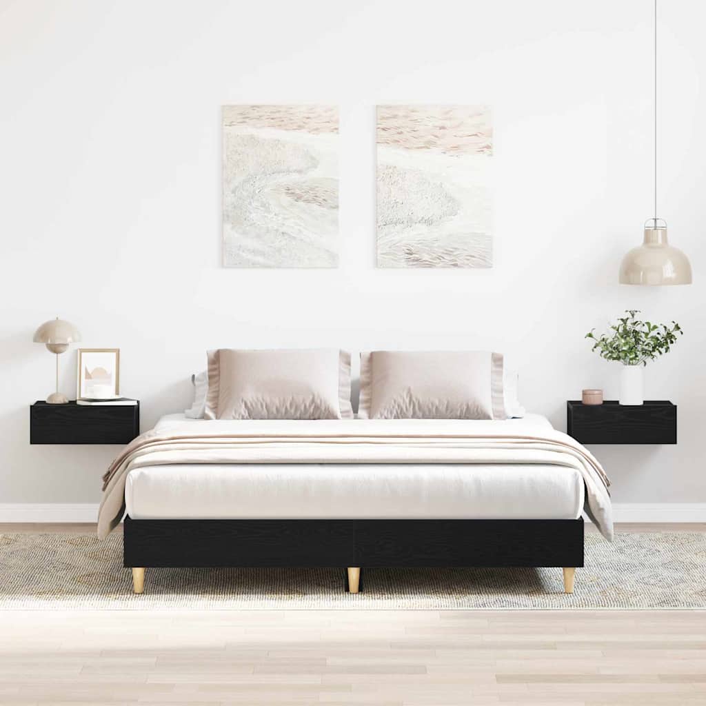 vidaXL Cadre de lit Chêne noir 203 x 153 x 25 cm Bois d'ingénierie
