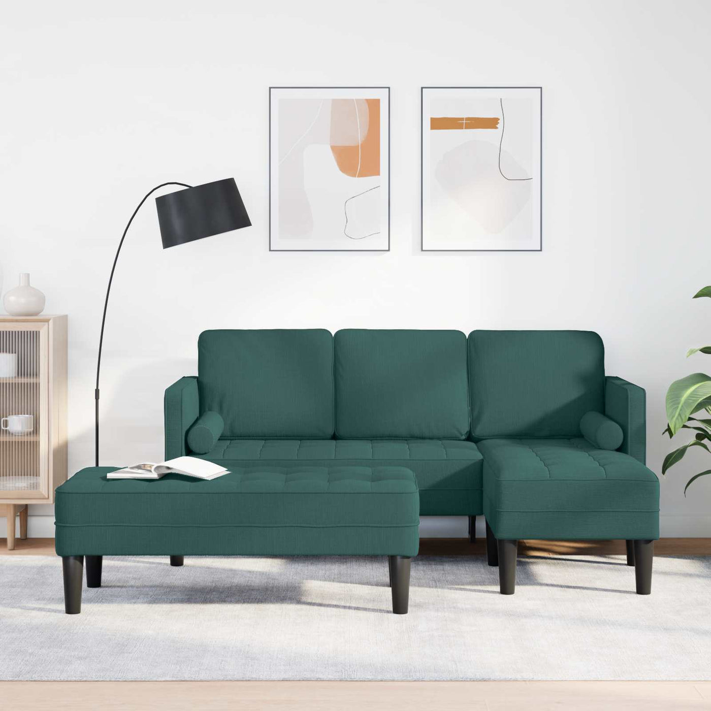 vidaXL Ensemble de Canapés avec coussin 2 pcs Vert foncé Polyester