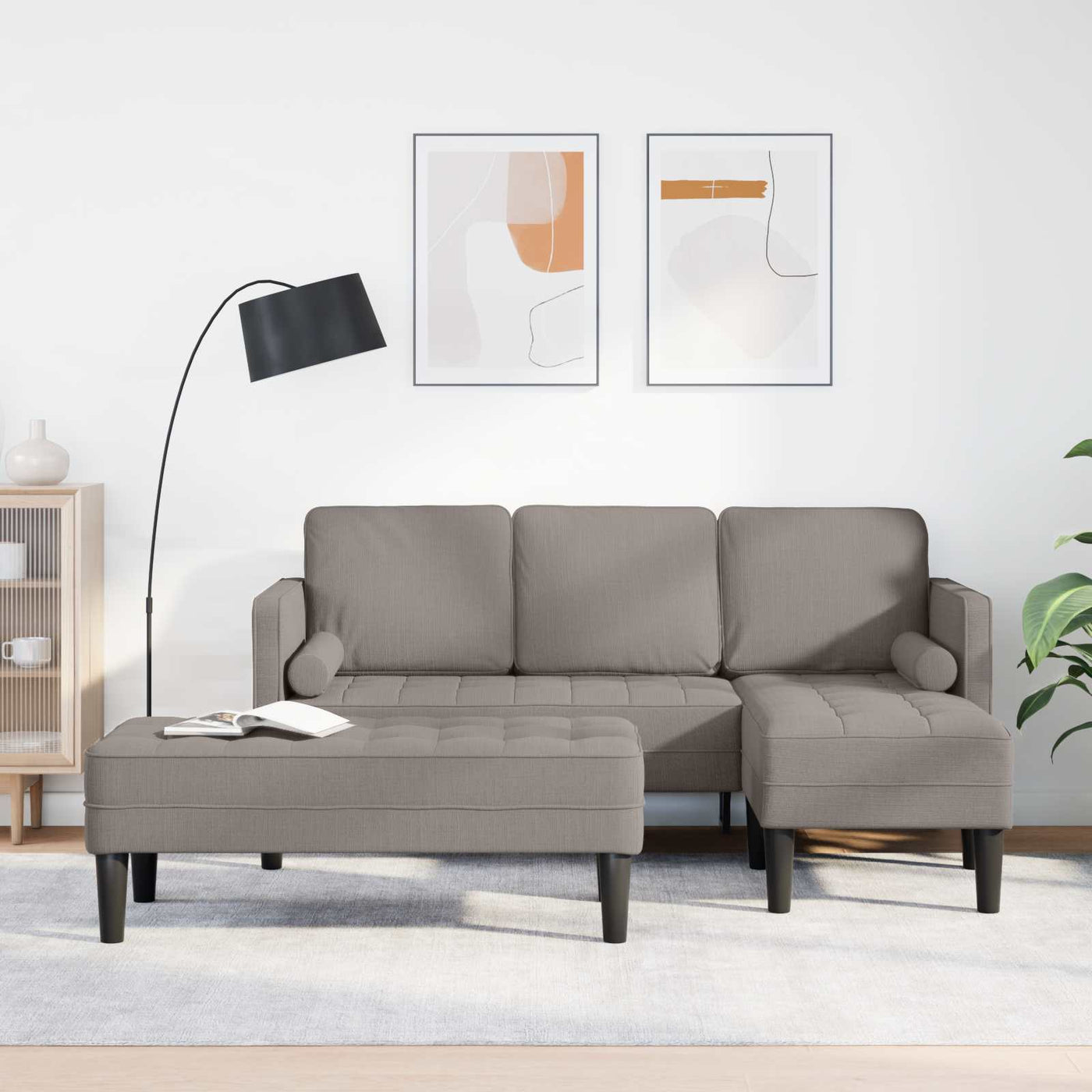vidaXL Ensemble de Canapés avec coussin 2 pcs Taupe Polyester