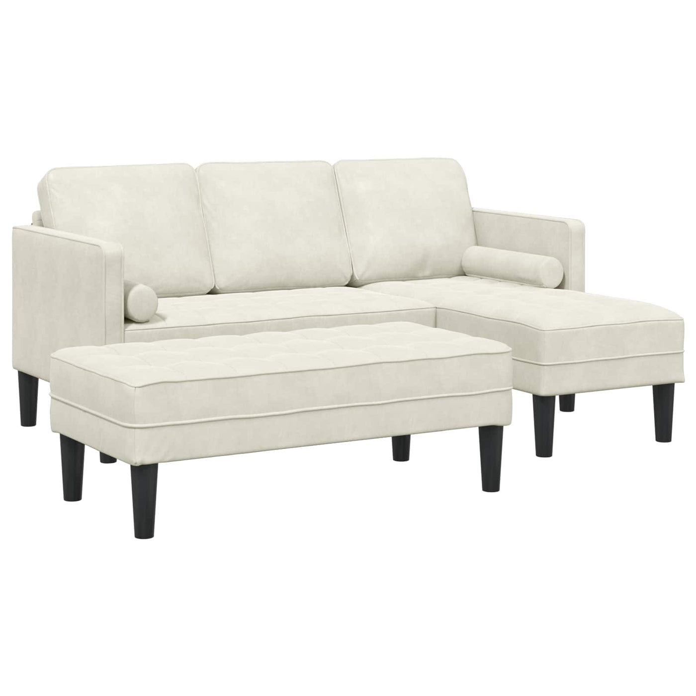 vidaXL Ensemble de Canapés avec coussin 2 pcs Crème Polyester