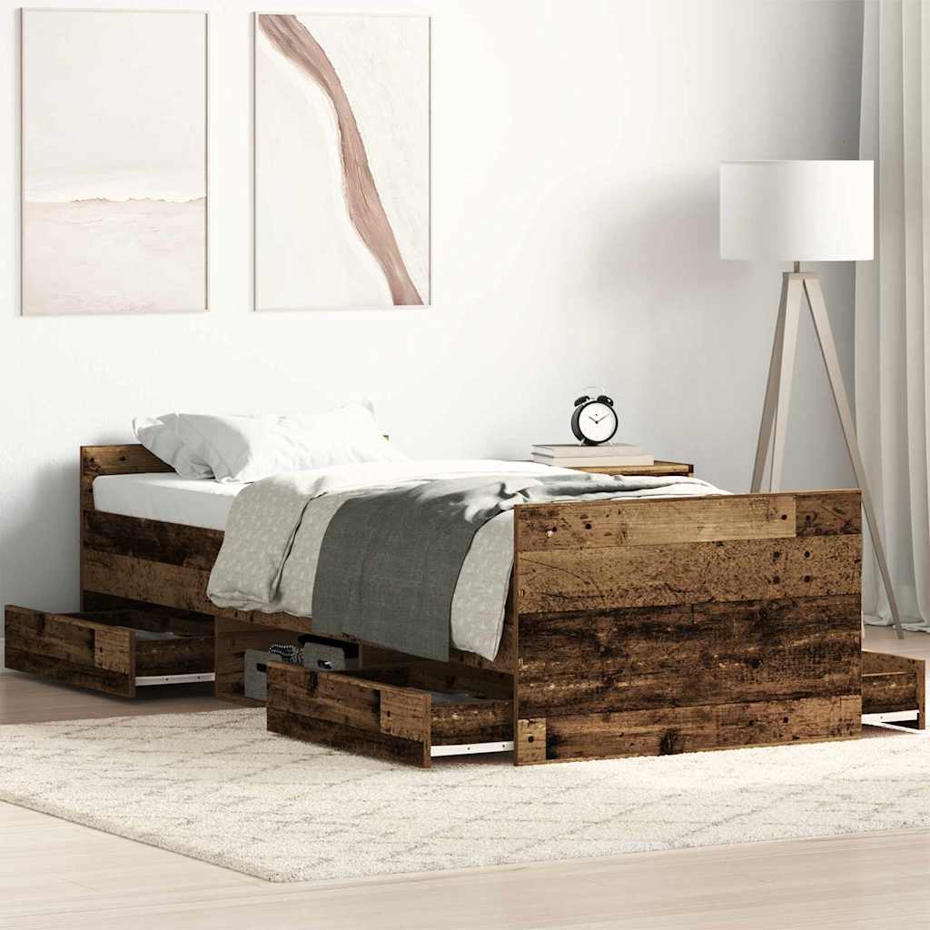 vidaXL Cadre de lit Bois Ancien 193 x 78 x 50 cm Bois d'ingénierie