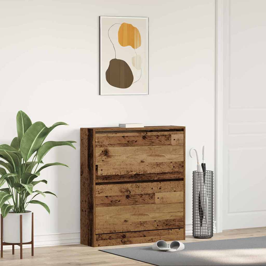 Schoenenkast Met Plank Oudhout Bewerkt Hout